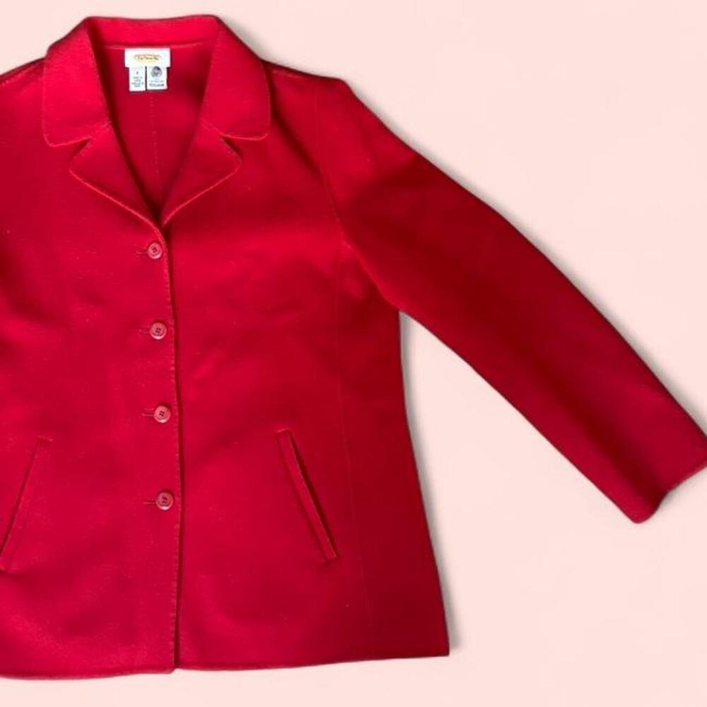 Vintage Late 80s Early 90s Red Wool Blazer Jacket